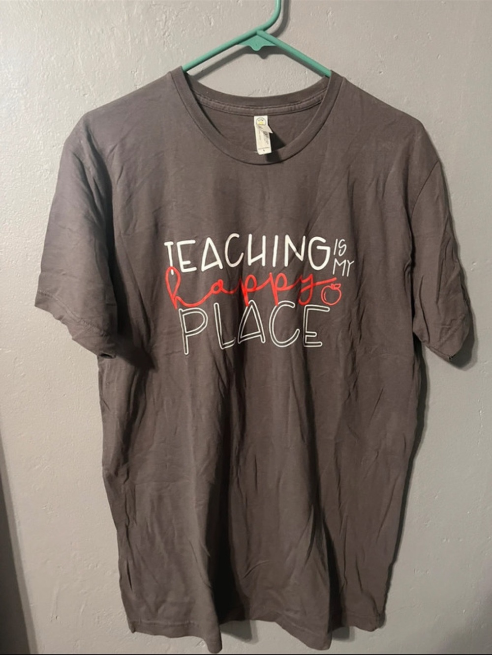 Teaching Is My Happy Place Graphic Tee - Gray